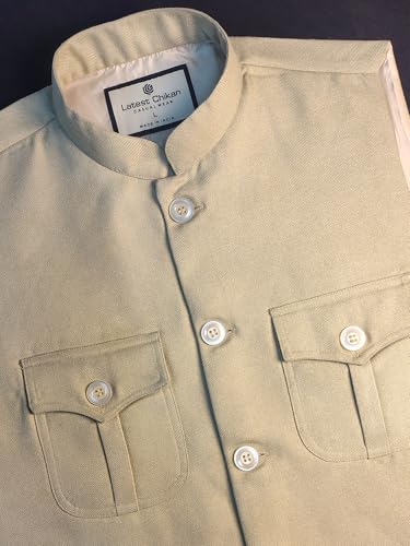Image of LATEST CHIKAN Men's Nehru Jacket | Ethnic Waistcoat with Mandarin Collar | Premium Textured Fabric | Party, Wedding
