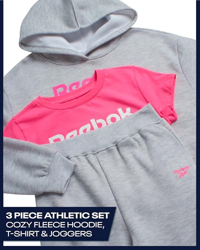 Reebok Girls 3-Piece Jogger Set - Hoodie, Graphic Tee & Sweatpants - image 2