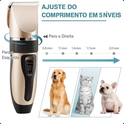 KIT De Banho Profissional Para Pet Maquina De Tosa Premium Para Cachorro Gato - Com 12 Peças