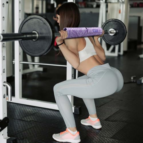 J Bryant Hip Thrust Pad, Non-Slip Barbell Pad with Reinforced PU Leather Cover,Thick Cushion for Comfortable Squats Lunges Glute Bridges, Fit Standard and Olympic Bars (Violets)