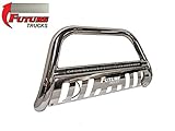Future Trucks Bull Bar High Grade Steel Construction with Skid Plate & LED Light, Chrome - Fits Ram...