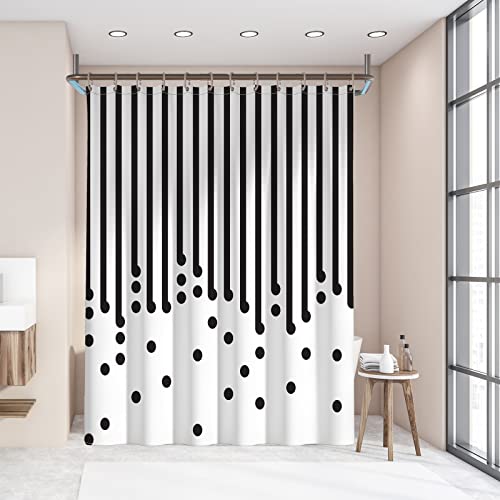 Yaxi Black And White Shower Curtain Fabric Shower Curtain For Bathroom Modern Black Striped Shower Curtain Summer Water Repellent In Bath 72X72 Inches Shower Curtains Set With Hooks #TOP3
