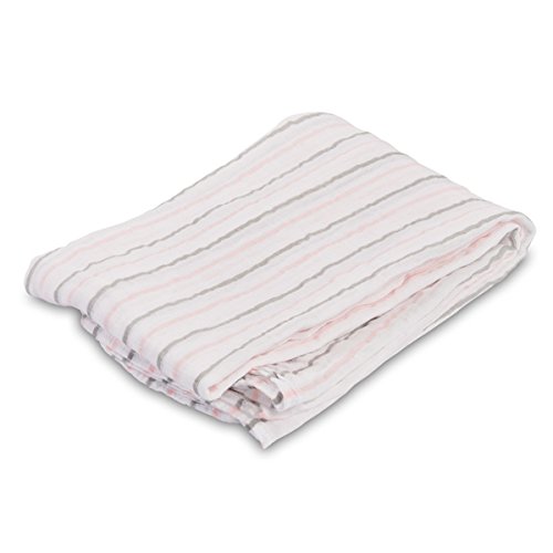 Lulujo Baby 100% Cotton Muslin Swaddle Blanket, 47 X 47-Inches, Pink Messy Stripe #TOP1