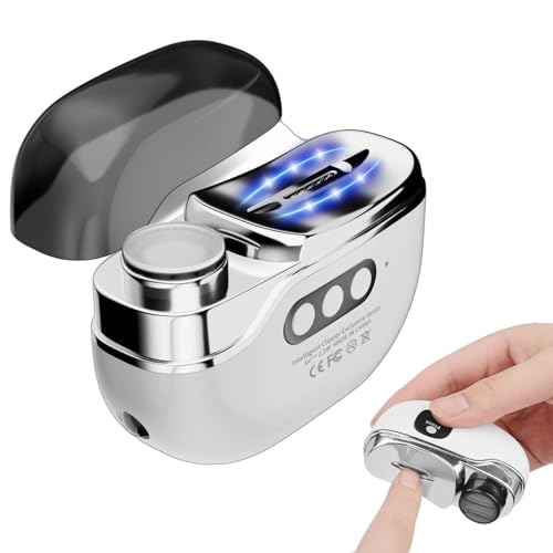 Electric Nail Clippers, 4 in 1 Automatic Nail Trimmer Electric Toe Nail Clippers for Thick Toenails Nails, Portable Nail File with Nail File/Polishing/Gel Nail Light, Nail Cutter Trimmer (White)