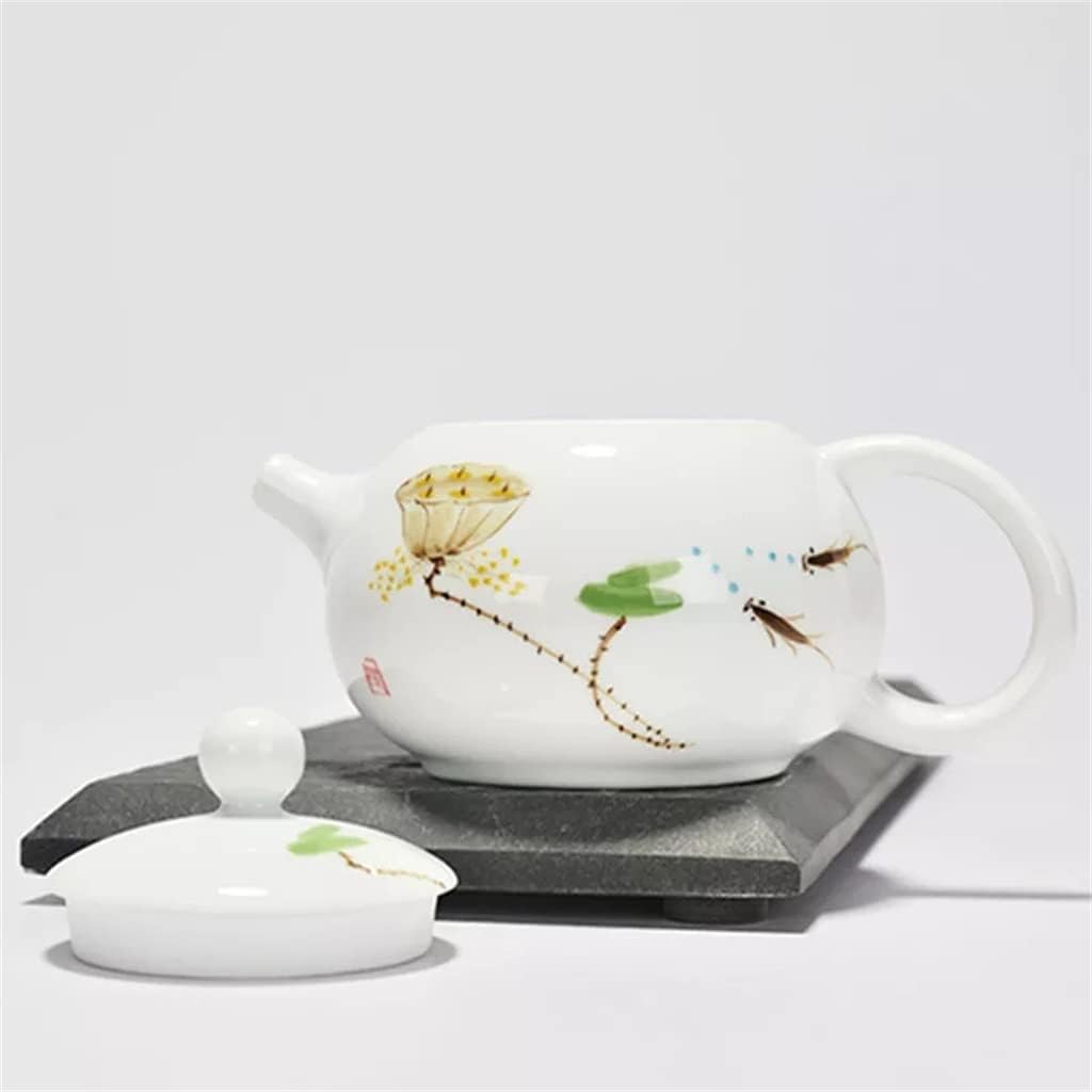 お買い得！！★QANA★QANA 磁器手描きのロータスティーポットセラミックカンフーティーセットシングルポットティーアウトドアオフィス用品 (Color :