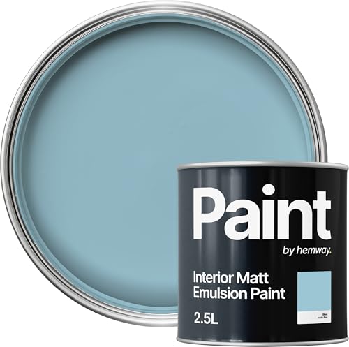 Hemway Arctic Blue Paint 2.5 L, Indoor Matt Finish, One Coat, Wall Paint, Acrylic & Water-Based Emulsion, Quick Dry & High Coverage for the Kitchen, Bathroom & Bedroom Walls & Ceiling