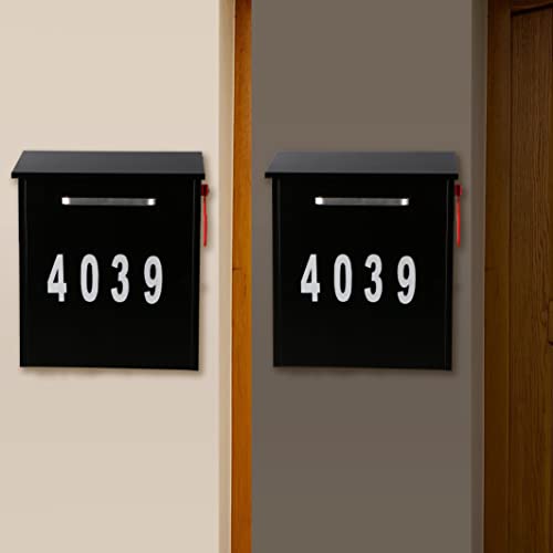 Black Wall Mount Mailbox - Large Capacity Security Wall Mailbox - Waterproof Iron Vertical Drop Mail Box Outdoor #TOP5