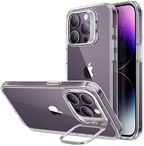ESR Classic Kickstand Case Compatible with iPhone 14 Pro Case, Clear Case with Stand, Military-Grade Protection, Built-In Camera Ring Stand, Scratch-Resistant Acrylic Back, Clear