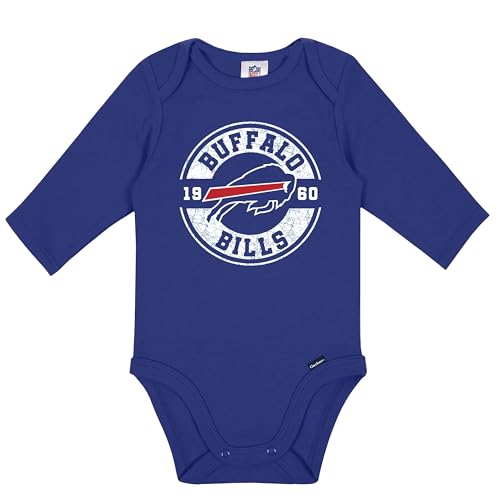 Gerber Baby NFL 2-Pack Long Sleeve Onesie Bodysuit, Bills, 0-3 Months