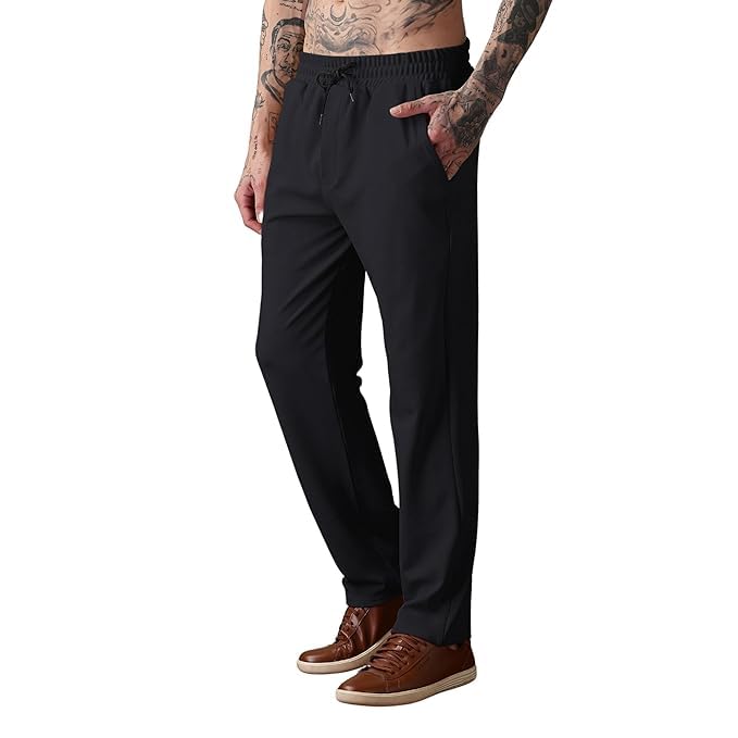 Men Mid-Rise Straight Fit Track Pants for Men | Stretchable Gym Wear Joggers | Casual Sports Track Pant with Pockets & Drawstring-picture-23