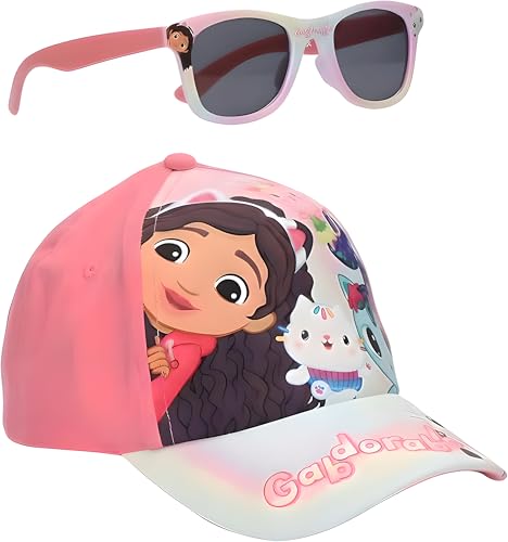 Gabby's Dollhouse Sonnenbrille & Baseballkappe | Kinder-Accessoires-Set Leichter Sonnenhut & UV400-Sonnenbrille für den Sommerurlaub am Strand | Geschenkset für Gabby's Dollhouse-Fans