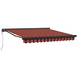 Einziehbare Markise 300x250 cm Orange Braun - Stoff und Metall - Perfekter Sonnenschutz für Terrasse, Balkon und Garten - Langlebig und Wetterfest