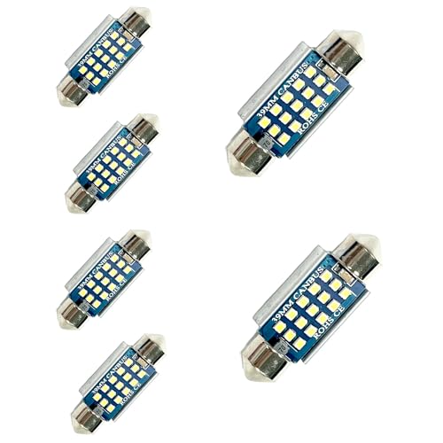 YOUNLEN auto lampadina siluro led Canbus no error c5w Super Bright 12V 24V CANBUS Error Free usato per Interior Dome Light Map Targa Luci di Cortesia Luce cupola della carta(Bianco) (39MM)
