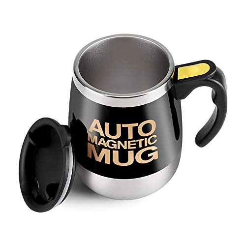 Fdit Taza de café con agitación automática de acero inoxidable para café/té/chocolate caliente/leche/proteína de cacao (negro) - Imagen 8