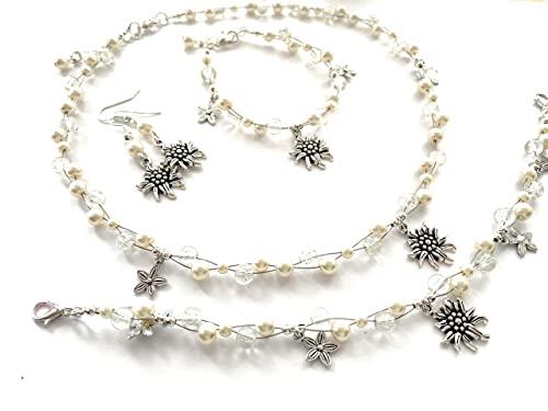 Trachtenset 4 teilig Edelweiß creme~weiß