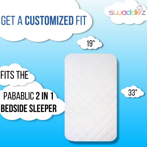 Bassinet Mattress Pad Protector - Fits The 33” X 19” Pabablic 2 In 1 Bedside Sleeper, Soft Bamboo Surface, Breathable - Waterproof Bassinet Mattress Protector - Bassinet Mattress Cover #TOP1