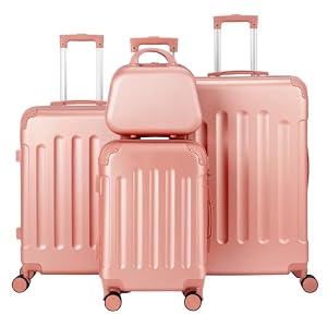 LEADZM LEADZM Koffer Set 4 teilig Hartschale mit Kosmetikkoffer (Roségold) LEADZM LEADZM Koffer Set 4 teilig Hartschale mit Kosmetikkoffer (Roségold)