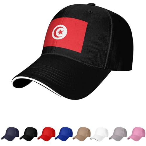 Casquette drapeau tunisien pour homme femme drapeau de la Tunisie Casquette de baseball Trucker Dad Hat, Noir , Taille unique