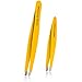 Tweezers Set - Professional Stainless Steel Yellow - Includes CASE and Ebook - Best Surgical Grade for Eyebrow pluckers, Ingrown Hair, Nose Hair and Splinters