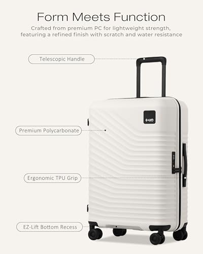 Image of Coolife Luggage, Lightweight PC Hardside Suitcase, Checked-Medium 24-Inch
