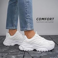 Women's Road Running Shoes Non Slip Ladies Walking Fashion Athletic Chunky Sneakers Work Gym Comfort Lightweight Mesh Soft Sole White 8 — image 2