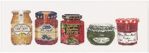 Thea Gouverneur - Counted Cross Stitch Kit - Jam Pot - Aida - 18 Count - Embroidery Kit for Adults - DMC Embroidery Threads and Other Cross Stitch Supplies Included - 3047A