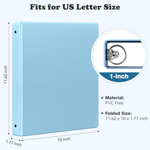 1-inch 3-ring binder with pockets basic binders 13939 pastel color binders holds letter size 853939 x 113939200 sheet capacity bundle 6 pack for back to school 1-inch