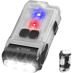 BORUIT V15 LED Small Powerful EDC Flashlight with Warm White Red Light,Bright 1200LM USB C Rechargeable 10 Modes Mini Pocket Keychain Flash Light with Clip,IP67 Waterproof,80°Head Swivels,Tail Magnet