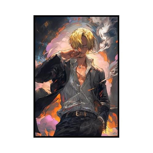 Image of (Aniculture) One Piece Anime Posters, Pack of 3, A4 Size (21x30cm), 300 GSM, Adhesive Back, Wrinkle-Free, Luffy, Zoro, Sanji