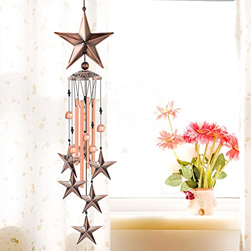 Star Wind Chimes Copper Wind Chime Sympathy Wind Chimes Outdoor Gifts For Mom Gift Windchime Garden Windchimes Decorations Outdoor Patio Decorations With S Hook Indoor Outdoor Wind Chimes #TOP4