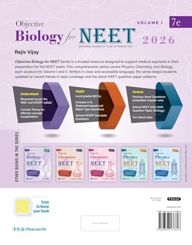Image of Pearson Objective Biology for NEET Volume I - 2026 | As Per NCERT & NMC Syllabi | 9500+ MCQs to Strengthen Exam Practice | Chapter wise PYQ & NEET ... as Per NEET Exam Pattern | - 7th Edition: 1