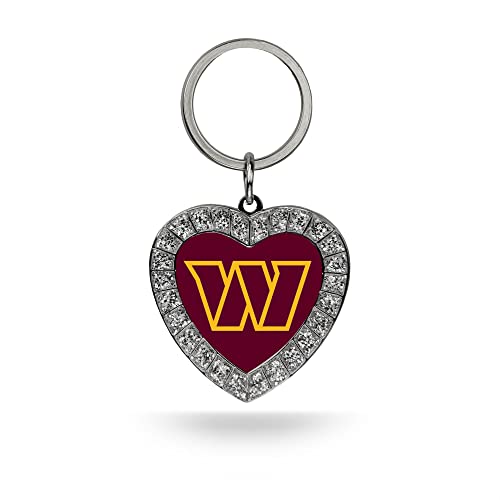 Image of Rico Industries NFL Football Rhinestone Heart Keychain - Great Accessory