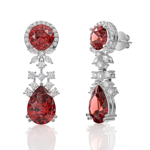 Image of 925 Sterling Silver Dangle Earrings for Women | AAA Cubic Zirconia Silver Drop Earrings | Rhodium Plated Anti-Tarnish Hypoallergenic Jewellery | Lightweight Fashion Earrings | Birthday, Anniversary & Rakhi Gift