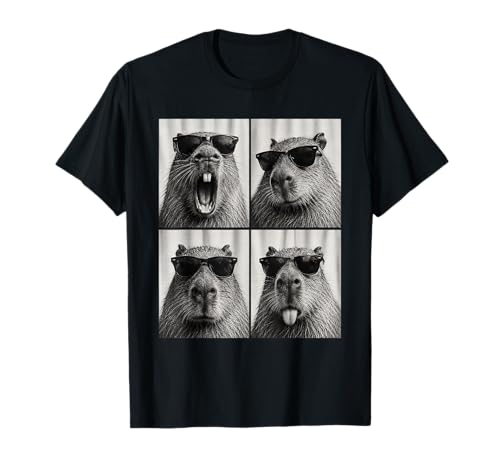 Cute Capybara with Sunglasses PhotoBooth Funny Rodent Animal T-Shirt