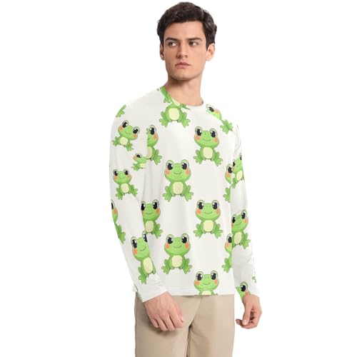 Bolaz Mens UV Protection Shirts Rash Guard Long Sleeve UPF 50+ Frog Lovely Quick Dry S3
