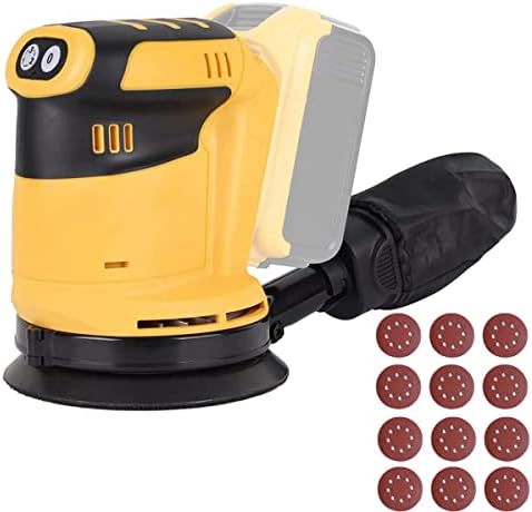 TEETOK Cordless Orbital Sander for Dewalt 20V Max Battery, Random Orbit Sander 12 Pcs Sandpapers for Woodworking Sanding, Replacement for DCW210B (Battery Not Included)