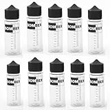 Generico Flaconi Graduati Trasparenti 120 ml Bottigliette (Tipo Chubby) Mixer Miscelatore E-Liquid Sigaretta Elettronica Coperchio nero Pet (10 unita