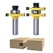 Price comparison product image VLOCEMON Tongue and Groove 2 Piece Router Bit Set 1/2-Inch Shank Woodworking Milling 3 Teeth (1/2 inch)