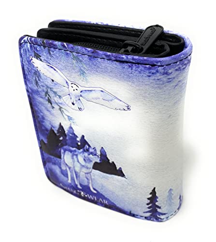 Shag Wear Mystic Wolves Stylish Small Animal Wallet for Women and Teen Girls Vegan Faux Leather 4.5"2
