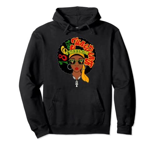 Melanin Black Women Natural Hair Word Art Juneteenth 1865 Sudadera con Capucha