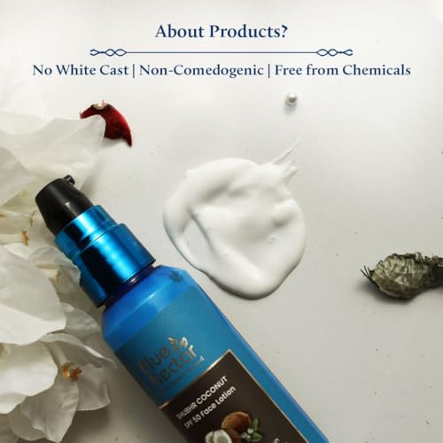 Blue Nectar Coconut Sunscreen SPF 50 Lotion | No White Cast, Plant Based Photostable Sunscreen with Vitamin C for Skin Brightening (18 Herbs, 50ml) - Image 7