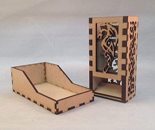 Dragon Mini Dice Tower v4 Glass Green Acrylic Window Laser Cut MDF Unique Gift
