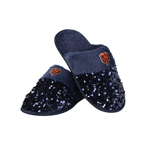 Zapatillas de casa de la NFL con lentejuelas para mujer: suela cómoda y diseño brillante