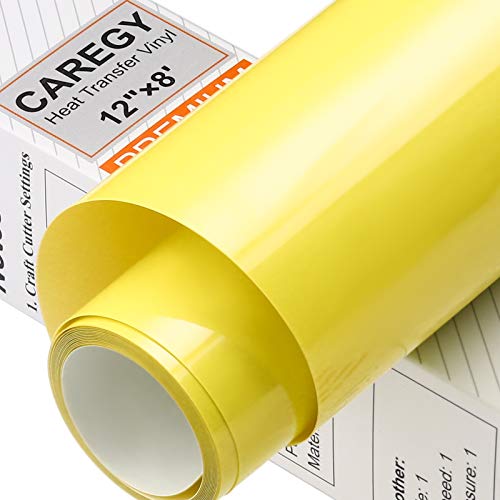 CAREGY HTV Lemon Yellow Heat Transfer Vinyl Roll 12in x 8ft Iron on Vinyl for T-Shirt