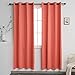 YGO Coral Blackout Curtains for Bedroom 2 Panels Set Room Darkening Drapes Thermal Insulated Solid Grommets Window Treatment Pair for Nursery Living Room W52xL84 inch