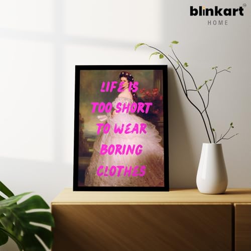 Image of BLINKART Framed Photo - Life Is Too Short | Altered Art Theme | Motivational & Inspirational Wall Art Poster for Home, Bedroom, Living Room, Office, Hotel & Gifting - 12x8 Inch