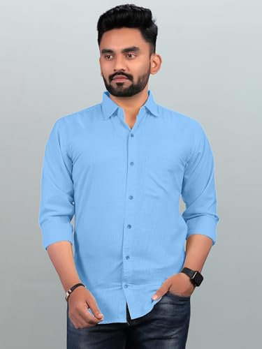 Image of Men Regular Fit Solid Spread Collar Casual Shirt