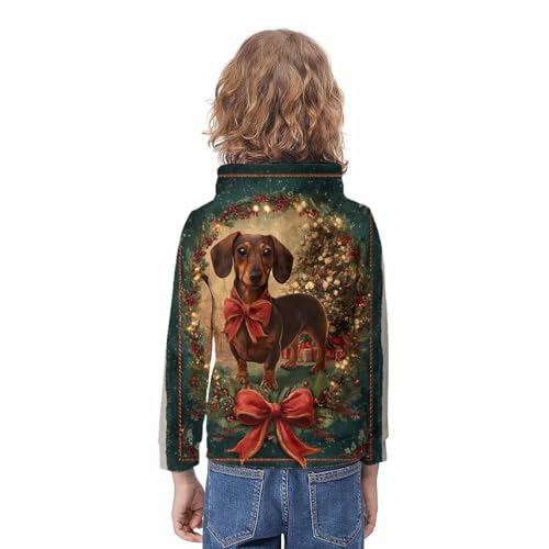 Sweat à capuche teckel de Noël enfant 10-12 ans pull original 3D - 4