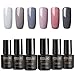 Produktbild ROSALIND Nagellack Gel Gellack UV Semi-permanent Soak Off Varnish Pastell Lack 6 Farben Hellgrau Dunkelgrau Dunkler Akt Maniküre 7ml