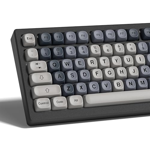 キーキャップ Womier MOAキーキャップ、PBT メカニカルキーボード用、昇華プリント、60% 75% 100% Cherry Gateron MX 互換 (グレー)